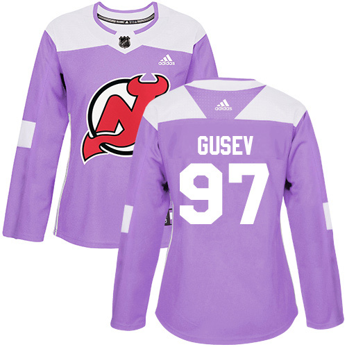 Adidas Devils #97 Nikita Gusev Purple Authentic Fights Cancer Women's Stitched NHL Jersey